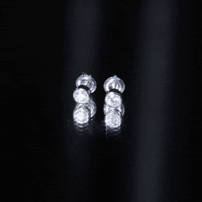 Certified Moissanite Solitaire Stud Earrings in Bezel Setting