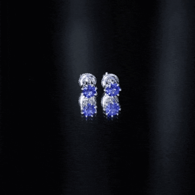 Natural 1.9 Carat Blue Sapphire Solitaire Stud Earrings