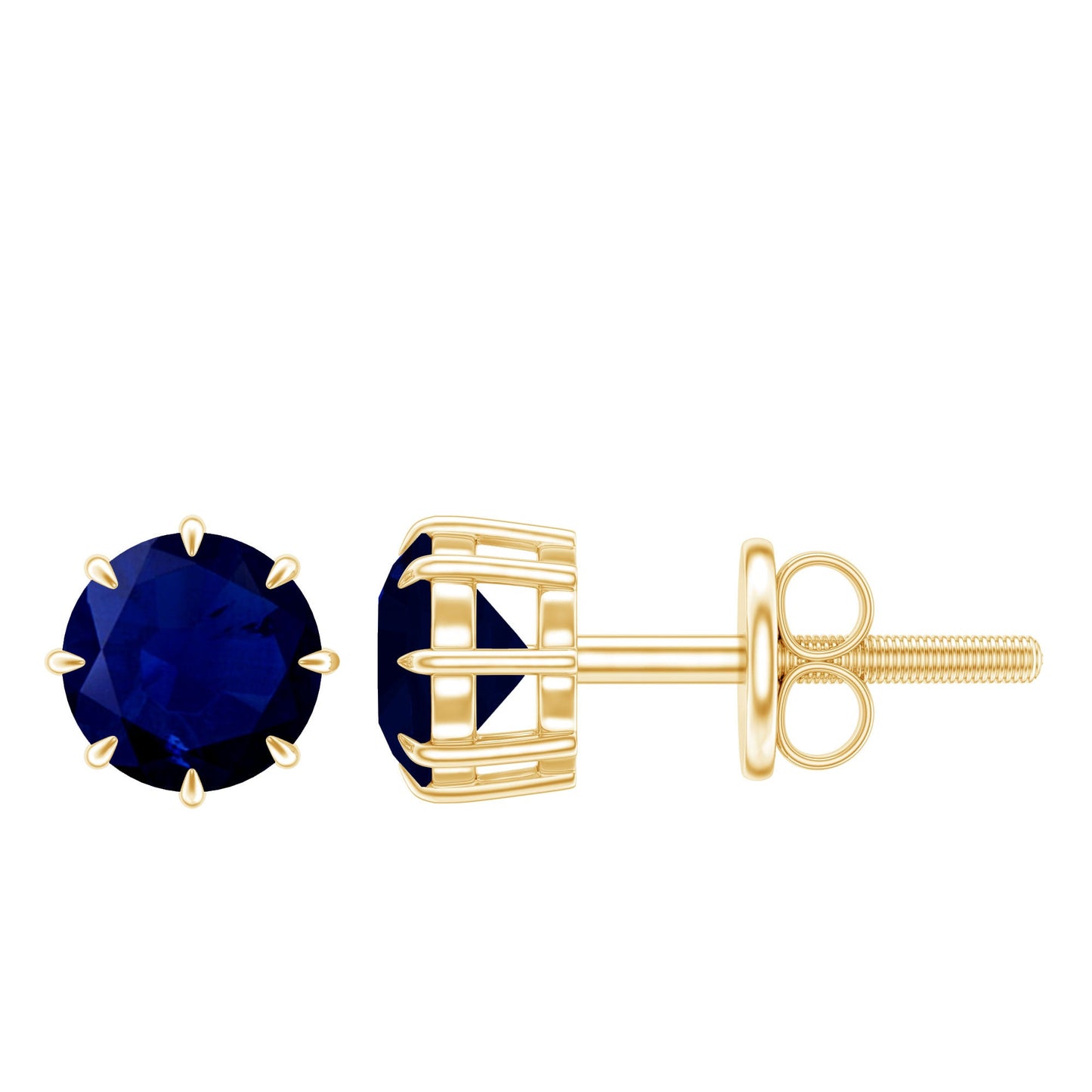 Natural 1.9 Carat Blue Sapphire Solitaire Stud Earrings