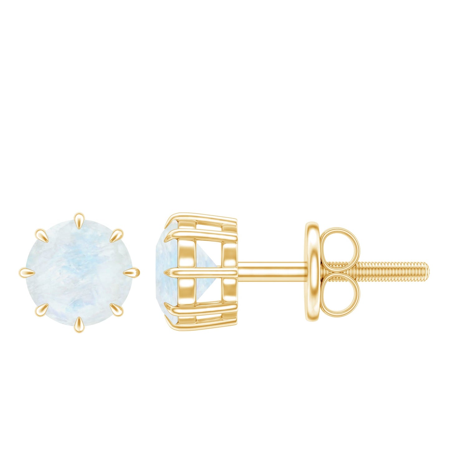 Real 0.7 Carat Moonstone Stud Earrings with Screw Back