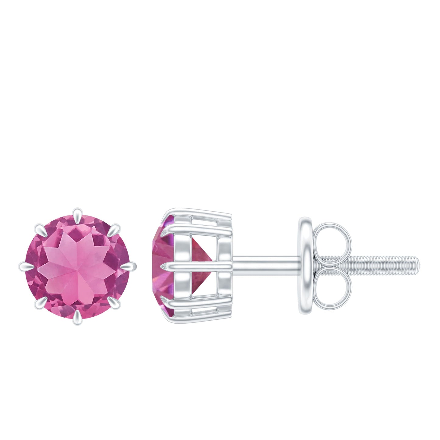 Genuine 0.9 Carat Pink Tourmaline Stud Earrings with Screw Back