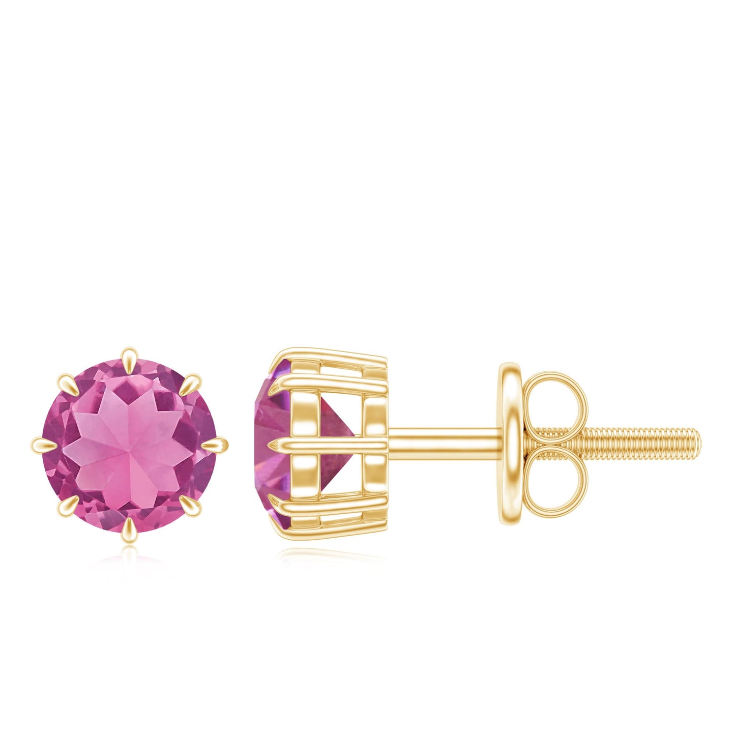 Genuine 0.9 Carat Pink Tourmaline Stud Earrings with Screw Back