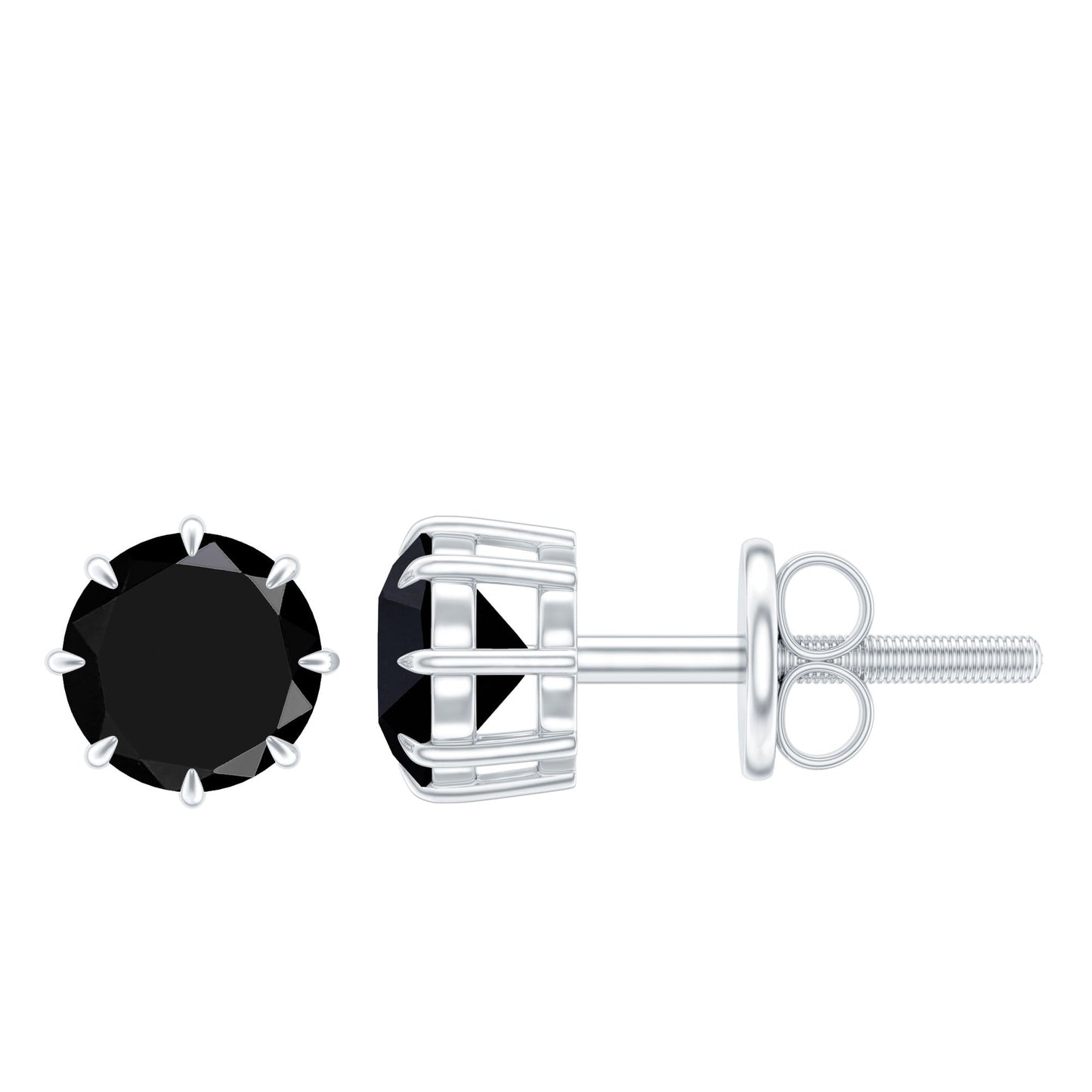 Solitaire 1.6 Carat Lab Created Black Diamond Stud Earrings