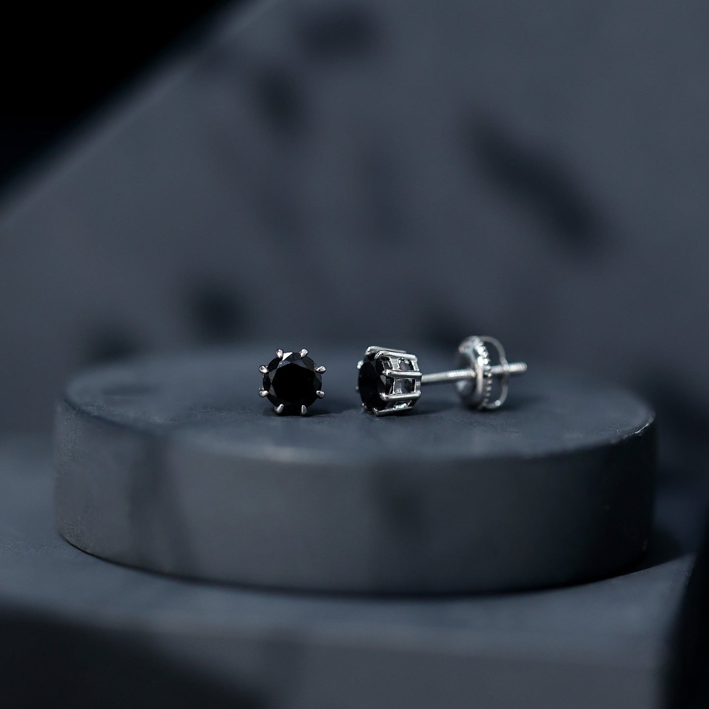Solitaire 1.6 Carat Lab Created Black Diamond Stud Earrings