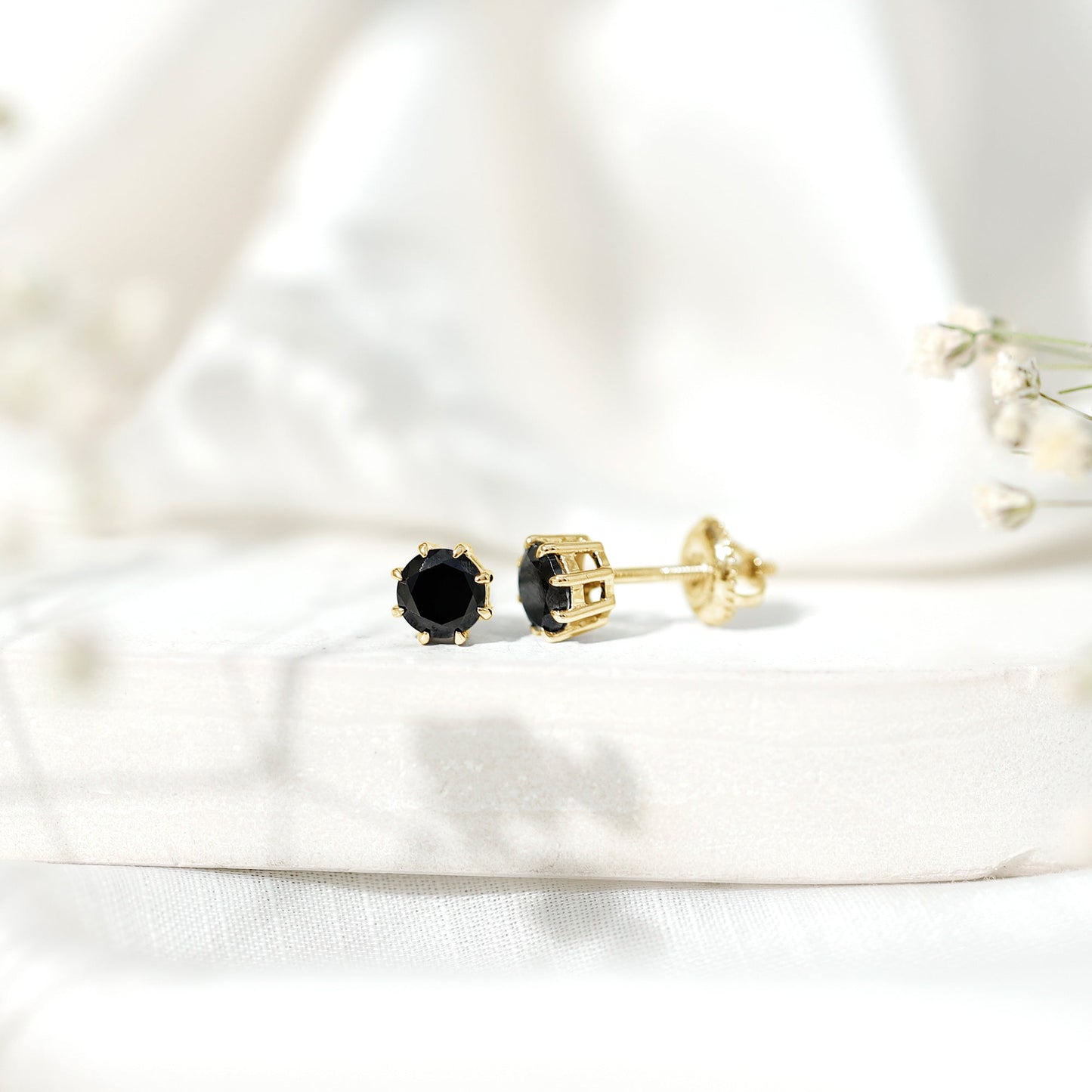 Solitaire 1.6 Carat Lab Created Black Diamond Stud Earrings
