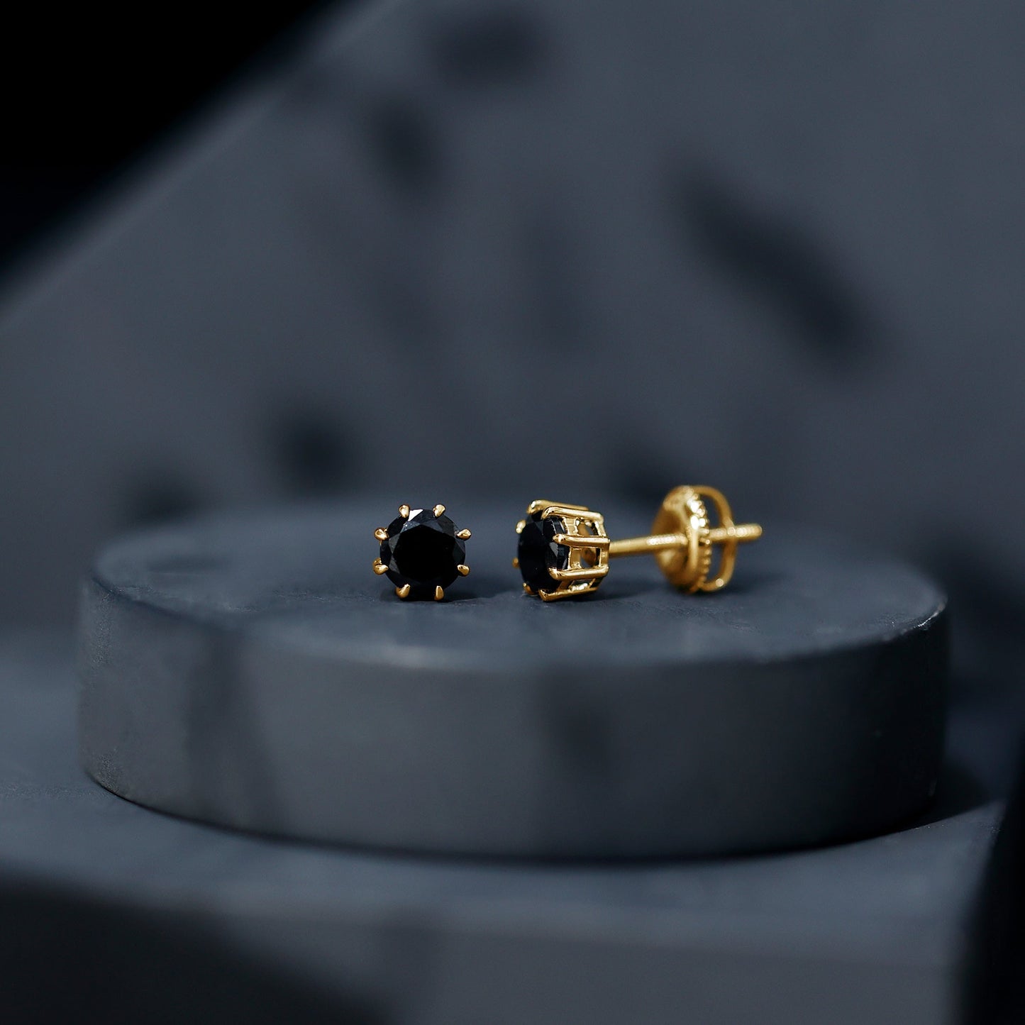 Solitaire 1.6 Carat Lab Created Black Diamond Stud Earrings