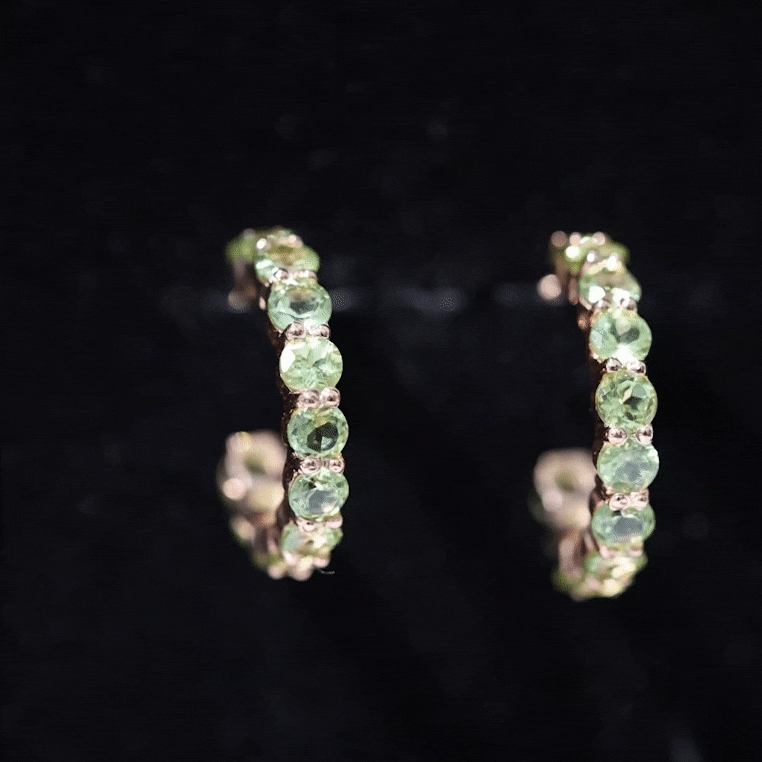 Natural Round Shape Peridot Hoop Earrings For Women