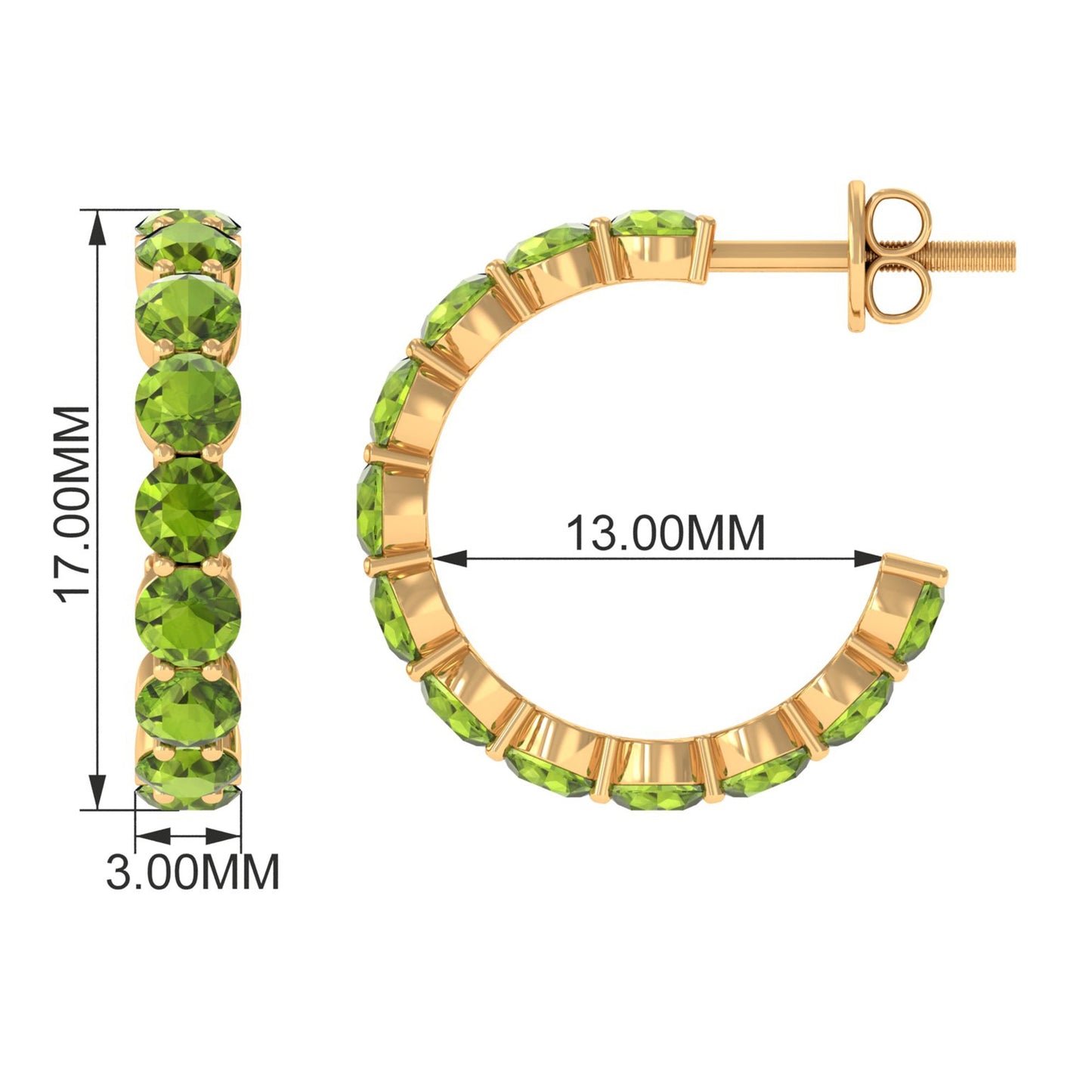 Natural Round Shape Peridot Hoop Earrings For Women