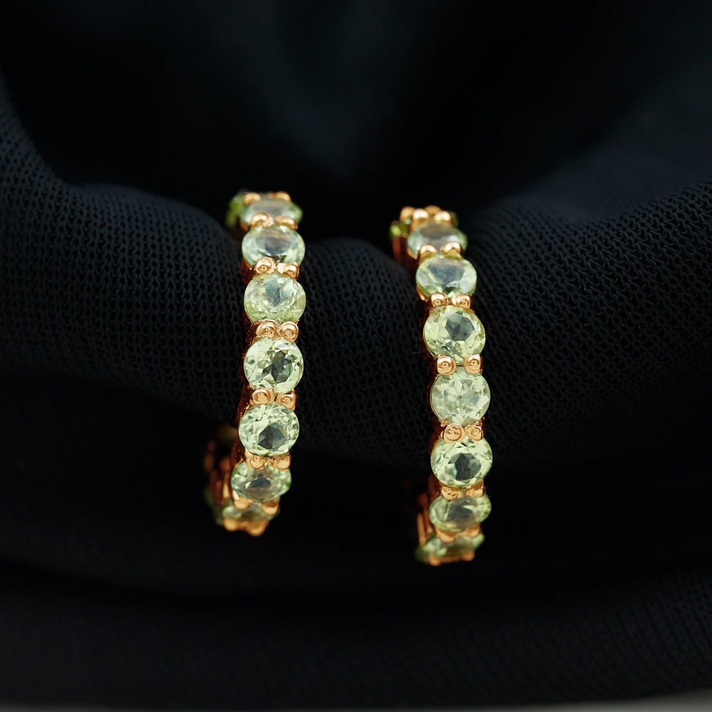 Natural Round Shape Peridot Hoop Earrings For Women