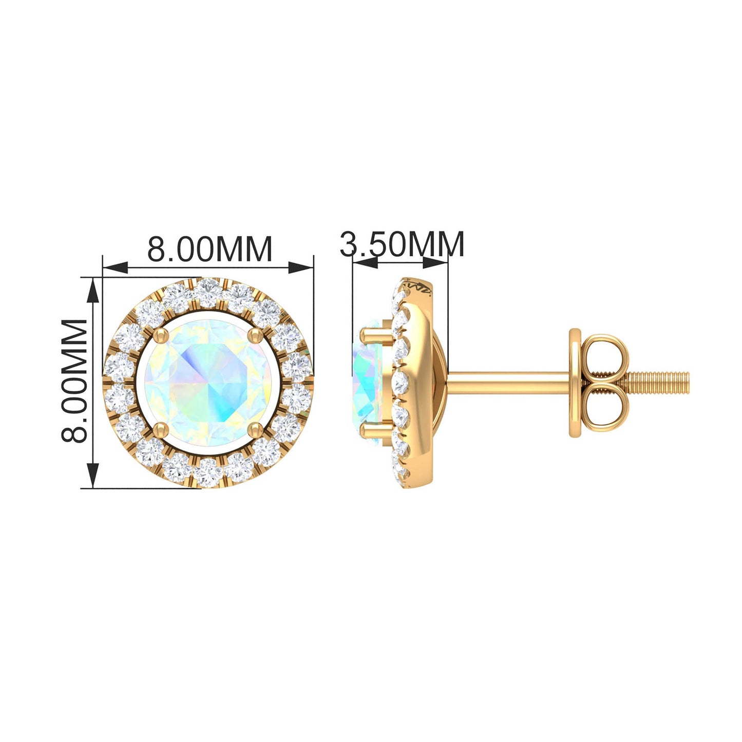Round Ethiopian Opal and Diamond Halo Stud Earrings