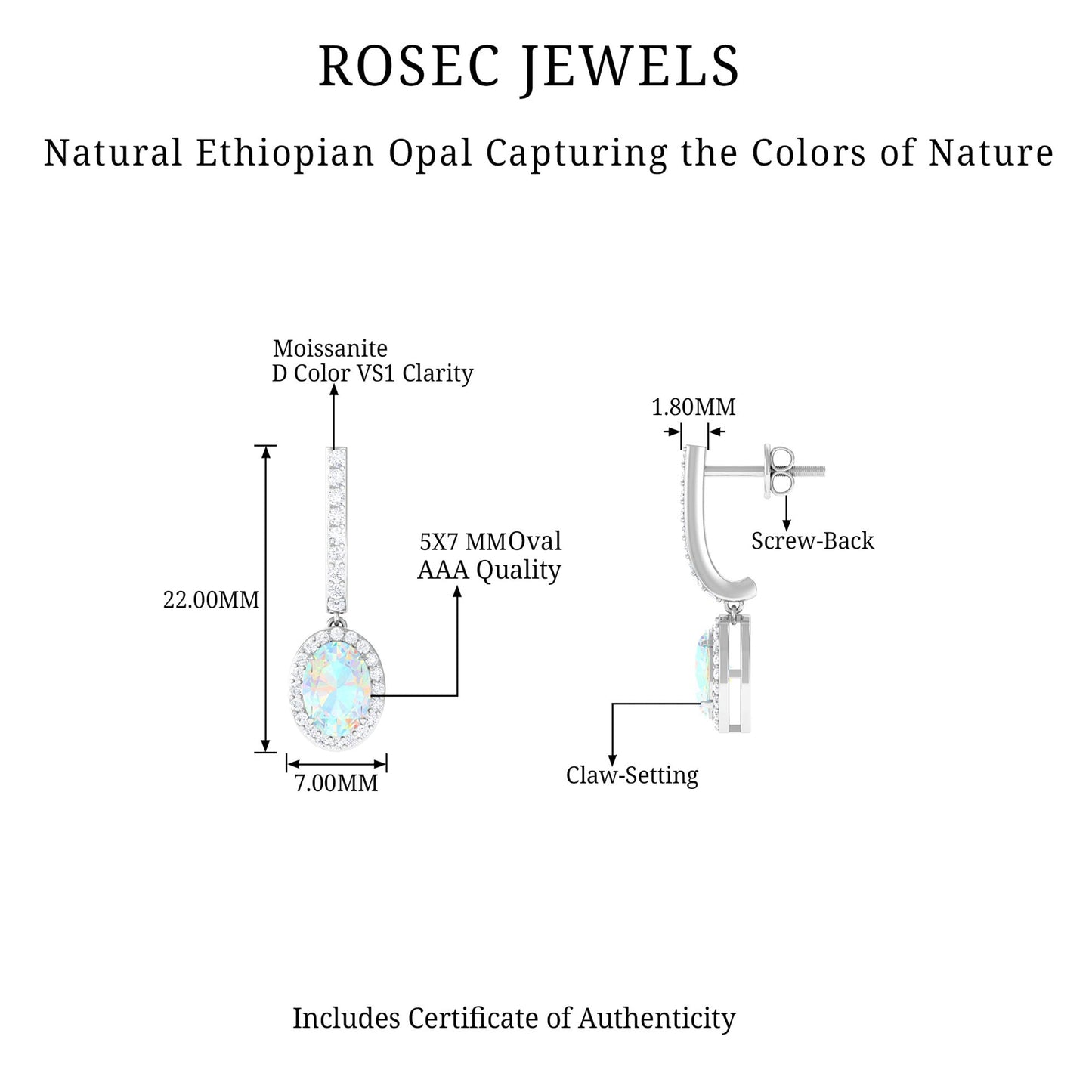 Natural Ethiopian Opal Hoop Drop Earrings with Diamond