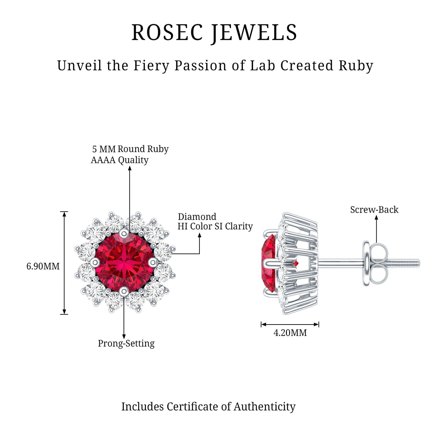 Lab Created Ruby and Diamond Everyday Stud Earrings for Women