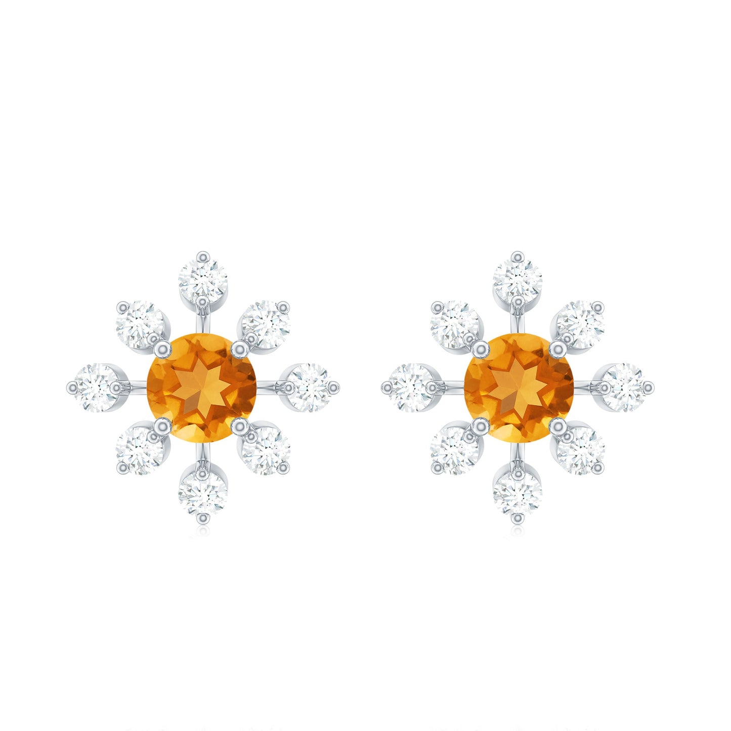 Certified Real Citrine Snowflake Earrings with Diamond