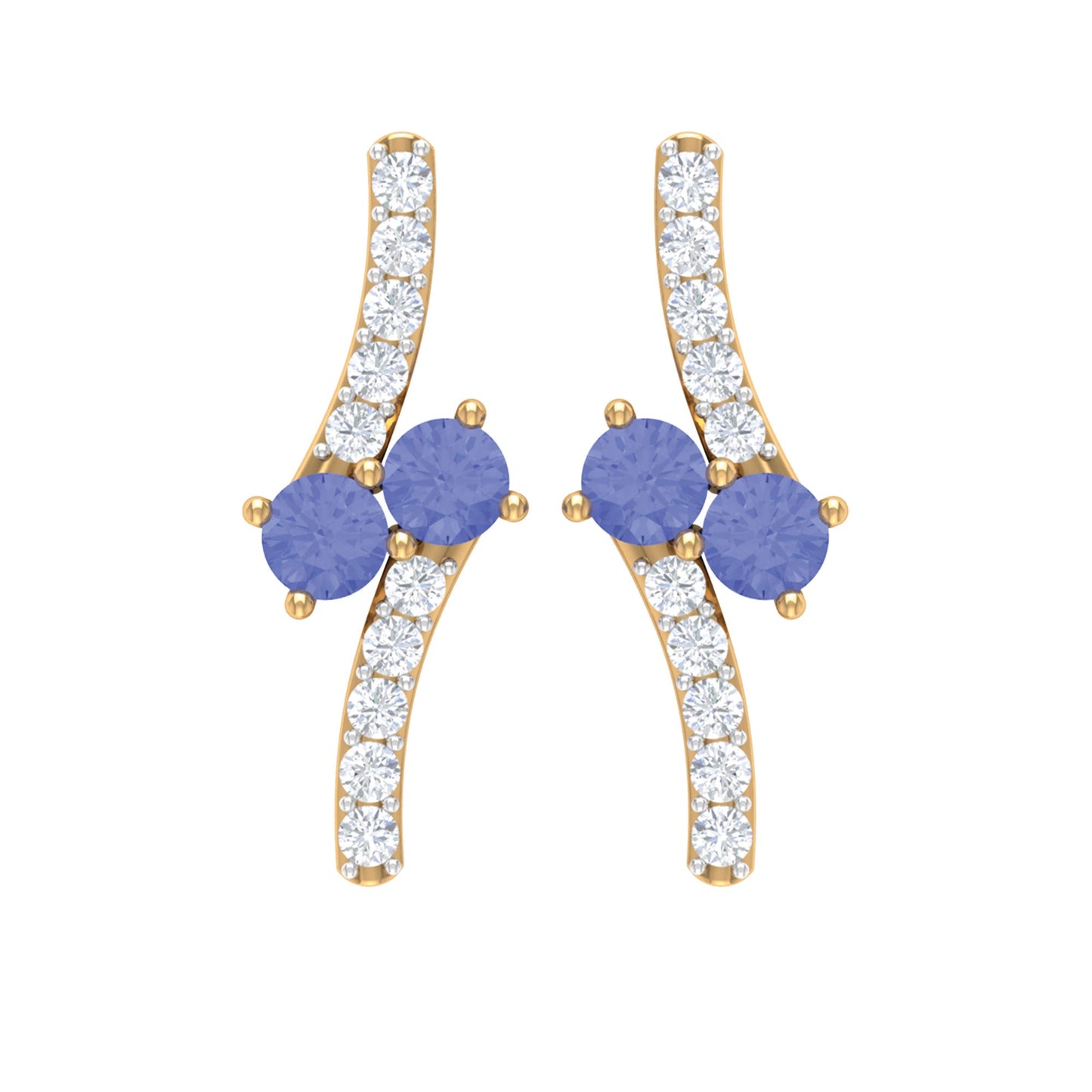 Real Tanzanite and Diamond Stud Earrings with Certificate