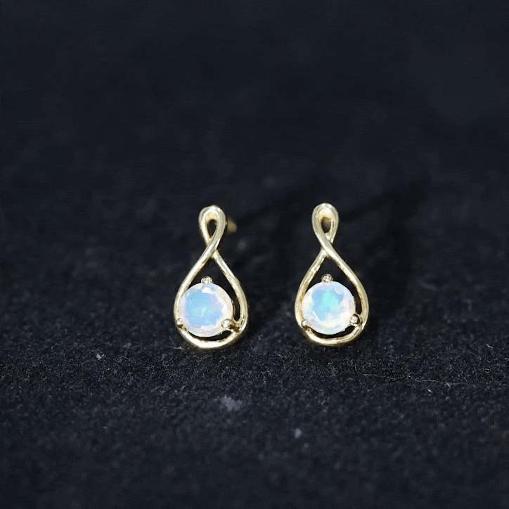 Genuine Ethiopian Opal Infinity Stud Earrings with Certificate