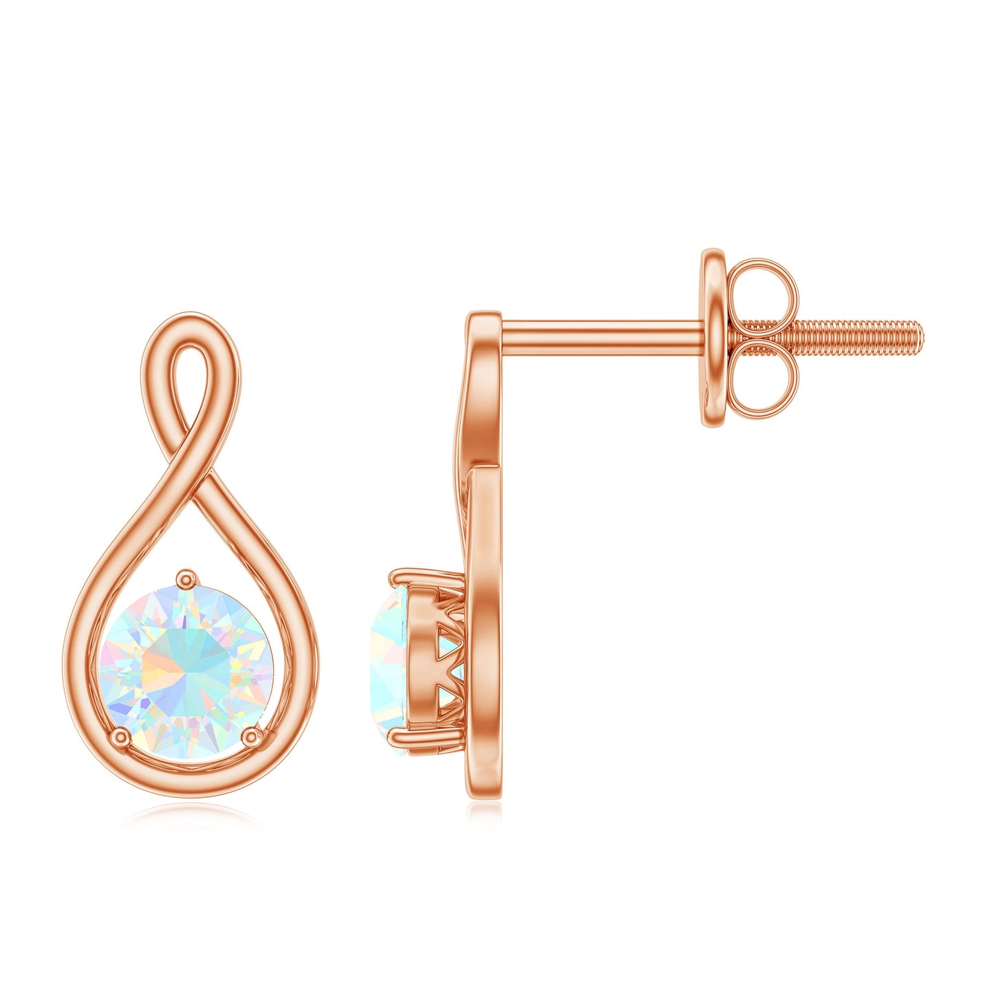 Genuine Ethiopian Opal Infinity Stud Earrings with Certificate