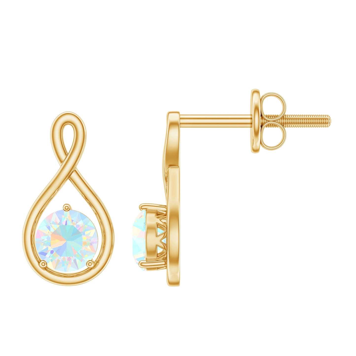 Genuine Ethiopian Opal Infinity Stud Earrings with Certificate
