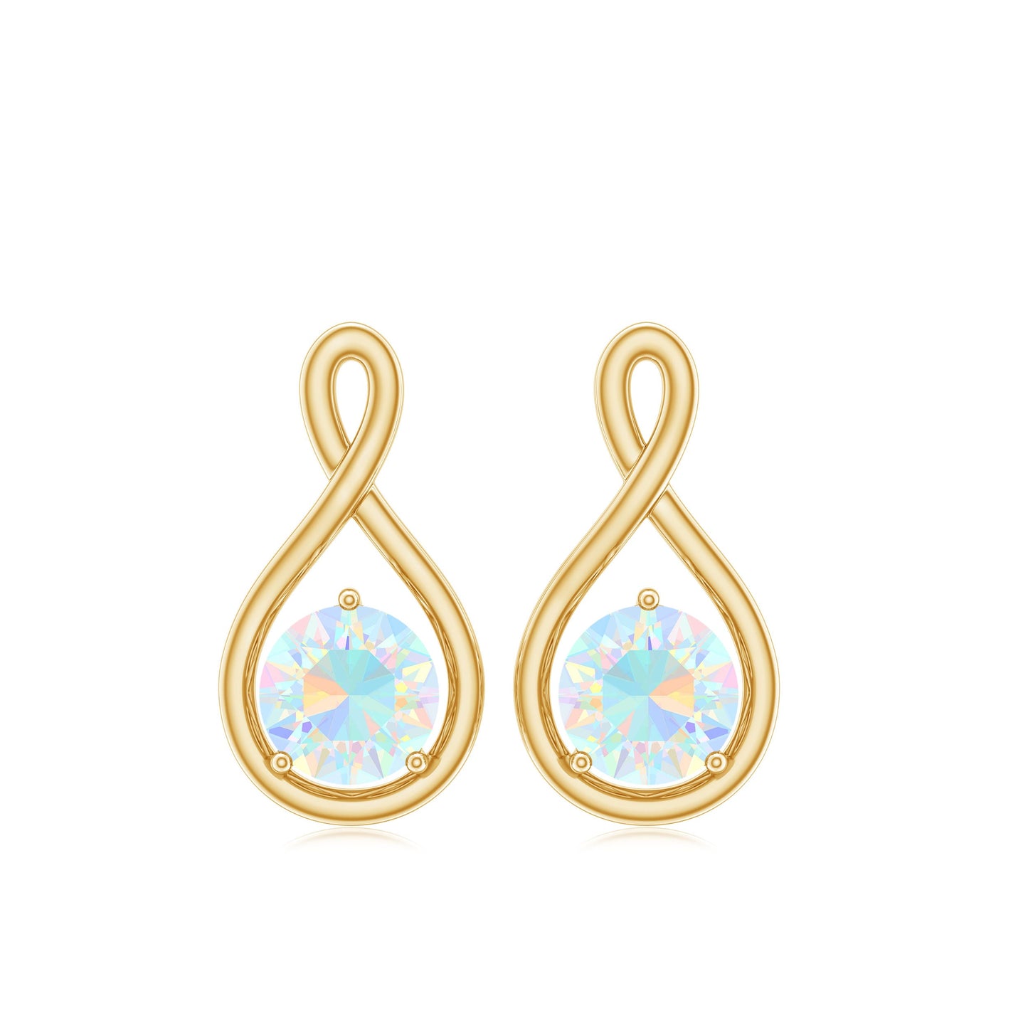 Genuine Ethiopian Opal Infinity Stud Earrings with Certificate