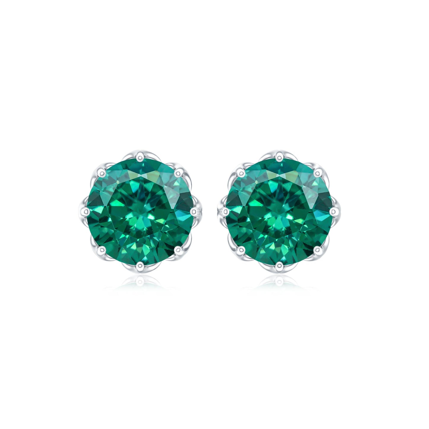 Round Lab Created Emerald Solitaire Stud Earrings