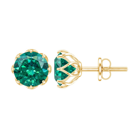 Round Lab Created Emerald Solitaire Stud Earrings