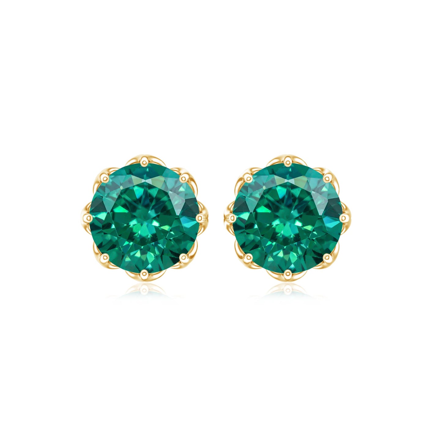 Round Lab Created Emerald Solitaire Stud Earrings