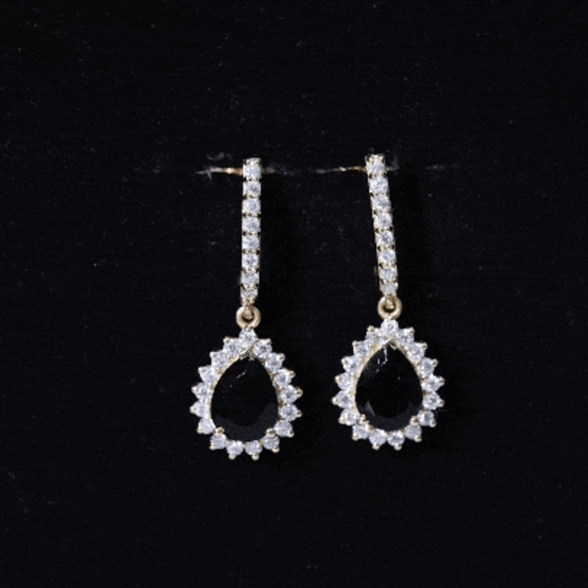 Lab Created Black Diamond Teardrop Hoop Earrings