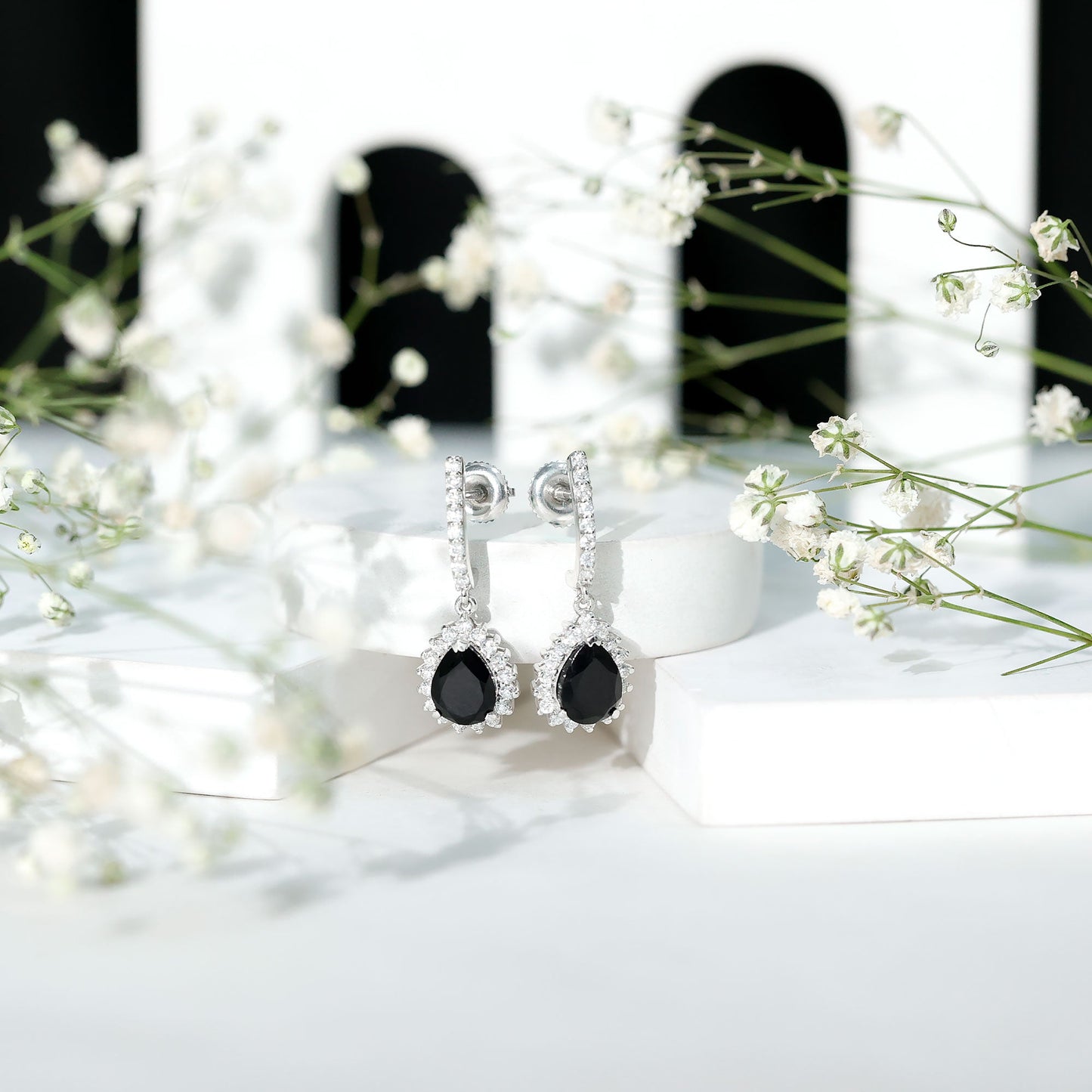 Lab Created Black Diamond Teardrop Hoop Earrings