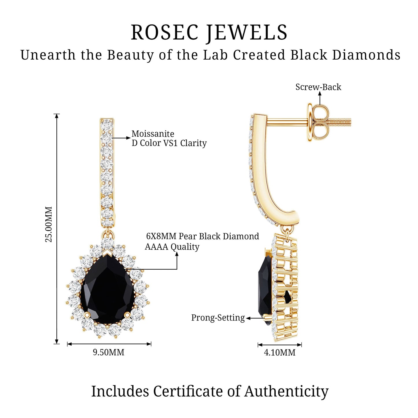 Lab Created Black Diamond Teardrop Hoop Earrings