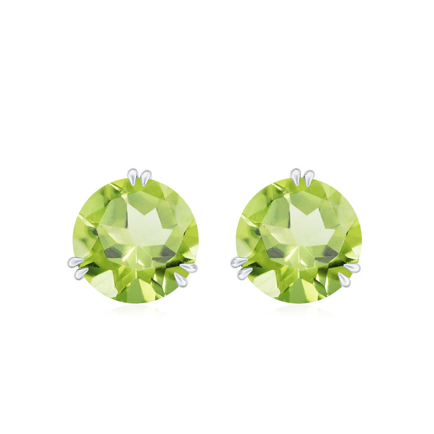 Natural 4 Carat August Birthstone Peridot Stud Earrings with Screw Back