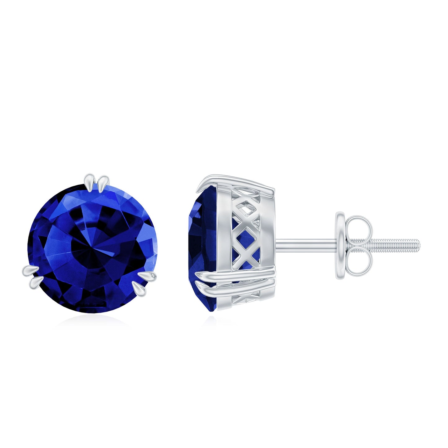 5.4 Carat Lab Created Blue Sapphire Solitaire Stud Earrings