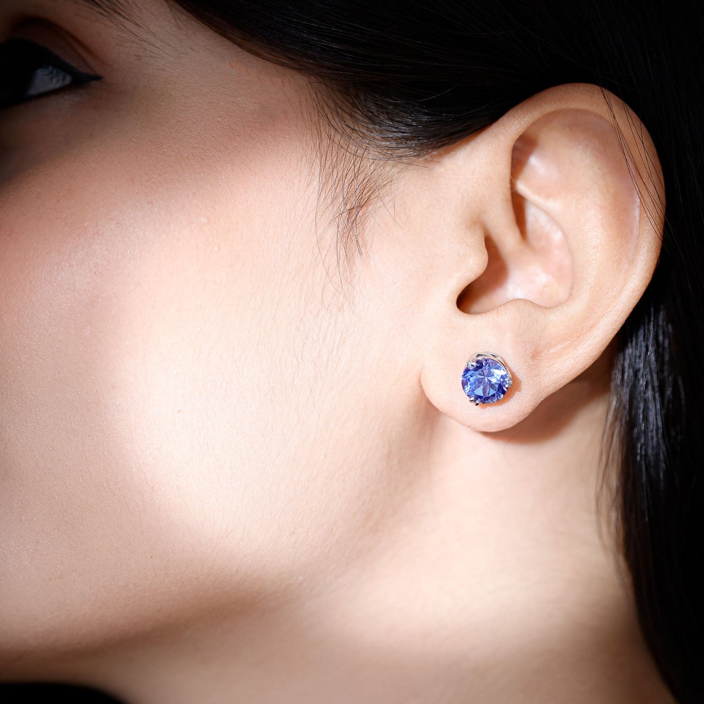 5.4 Carat Lab Created Blue Sapphire Solitaire Stud Earrings