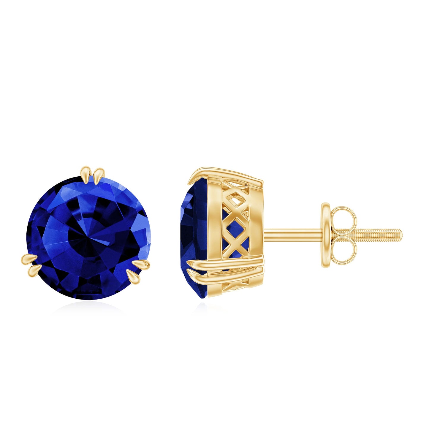5.4 Carat Lab Created Blue Sapphire Solitaire Stud Earrings