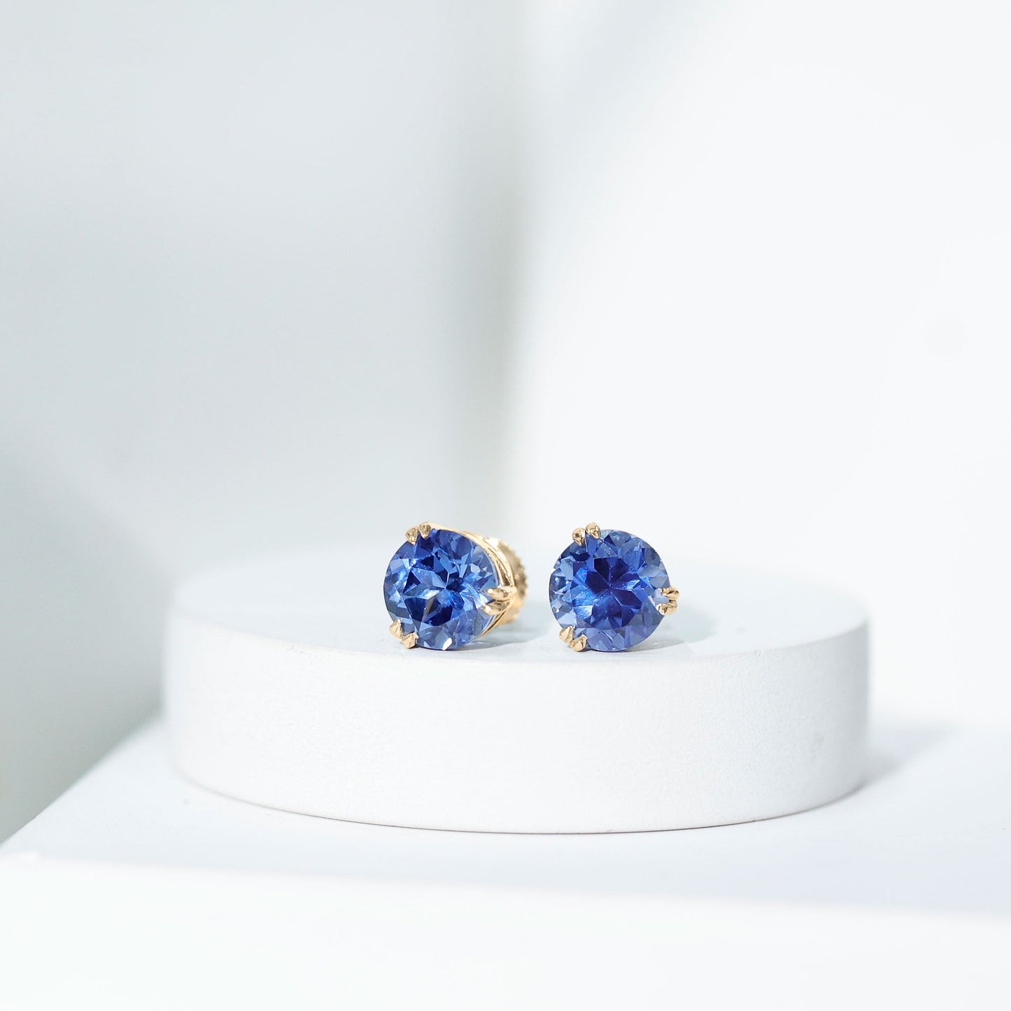 5.4 Carat Lab Created Blue Sapphire Solitaire Stud Earrings