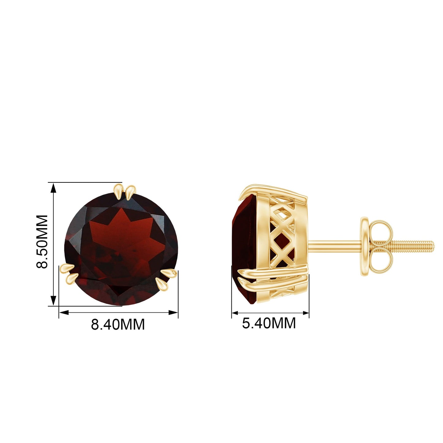 4.6 Carat Garnet Solitaire Stud Earrings in Double Prong Setting