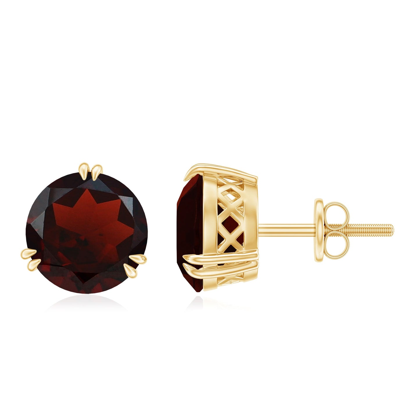 4.6 Carat Garnet Solitaire Stud Earrings in Double Prong Setting