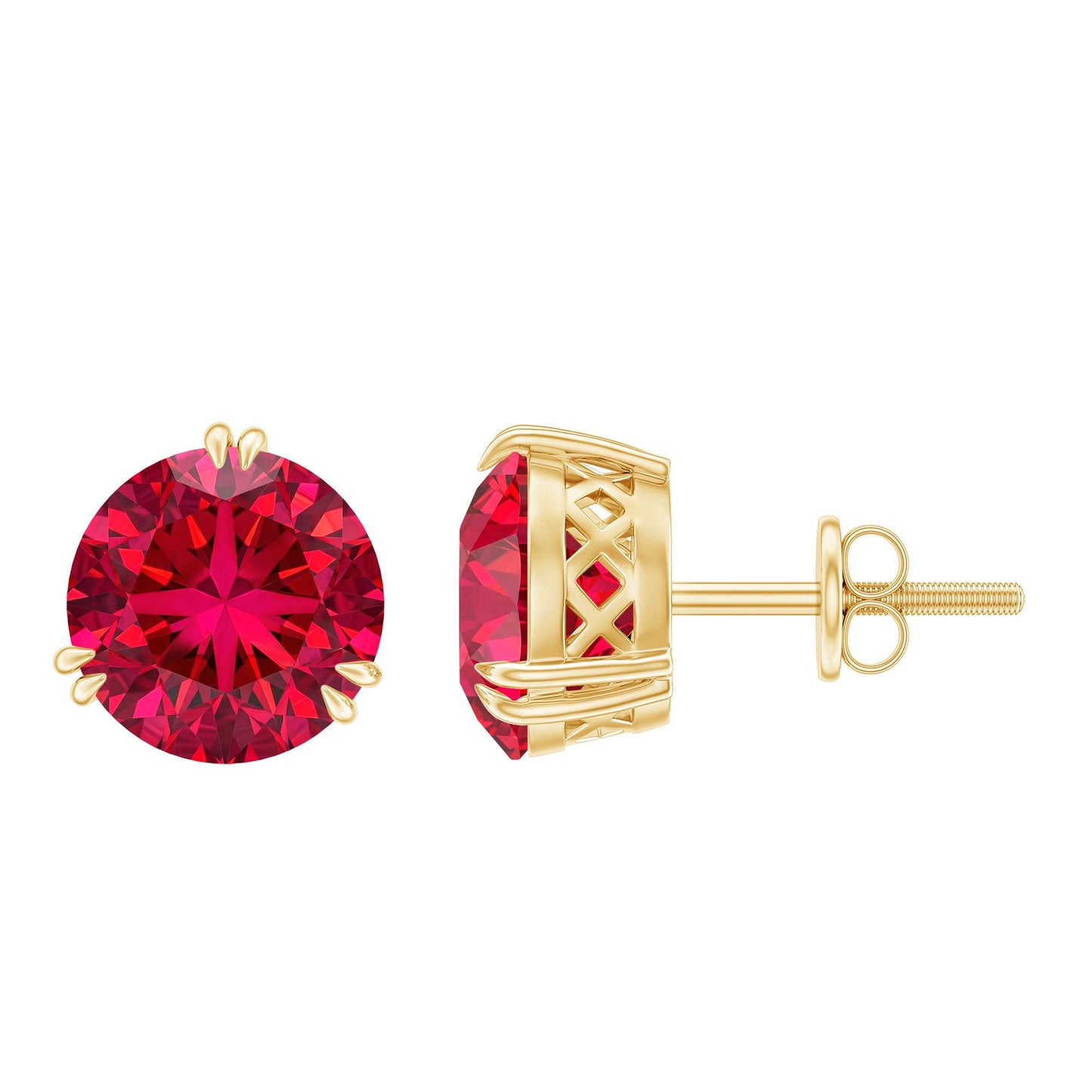 4.7 Carat Lab Created Ruby Solitaire Stud Earrings for Women