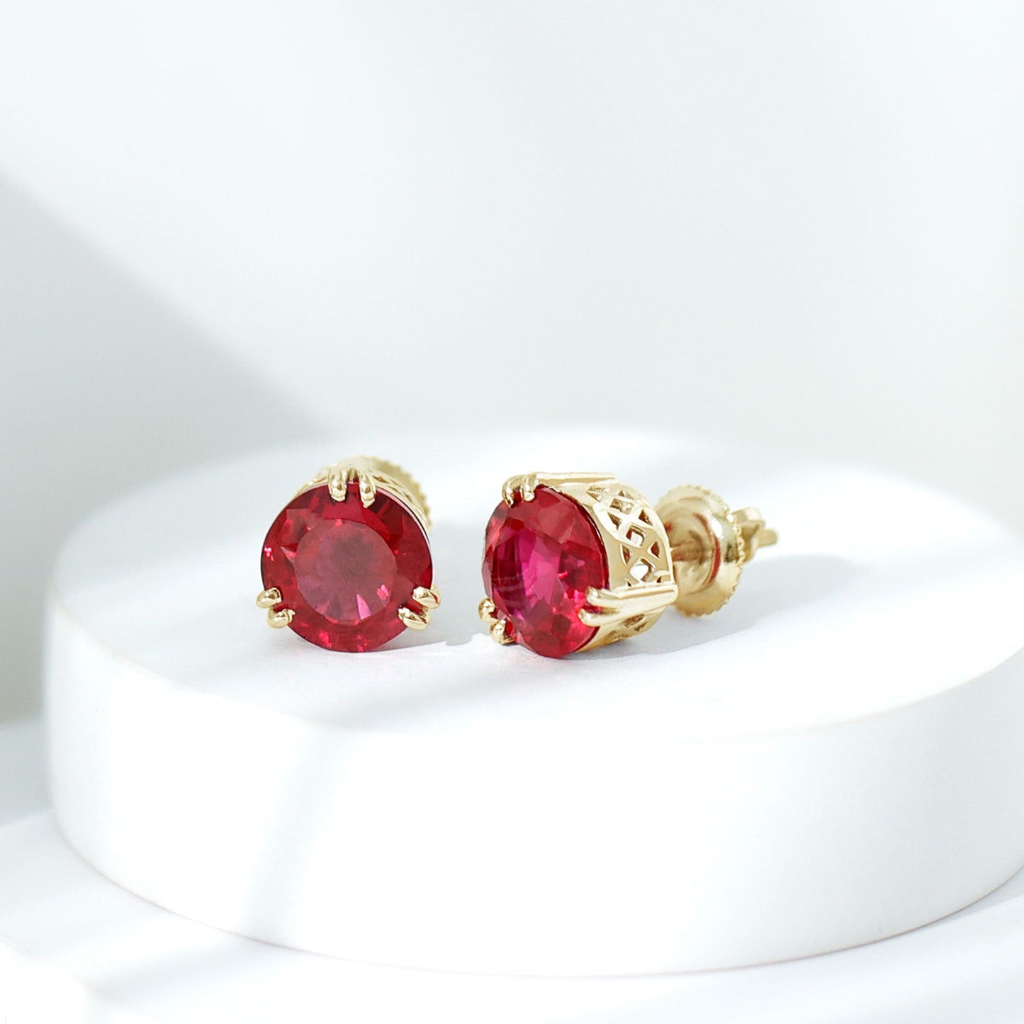 4.7 Carat Lab Created Ruby Solitaire Stud Earrings for Women