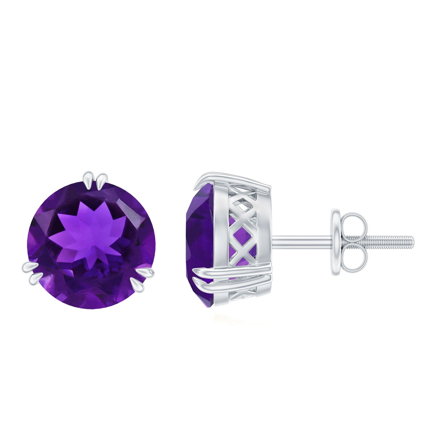 Natural 2.4 Carat Solitaire Amethyst Stud Earrings with Certificate