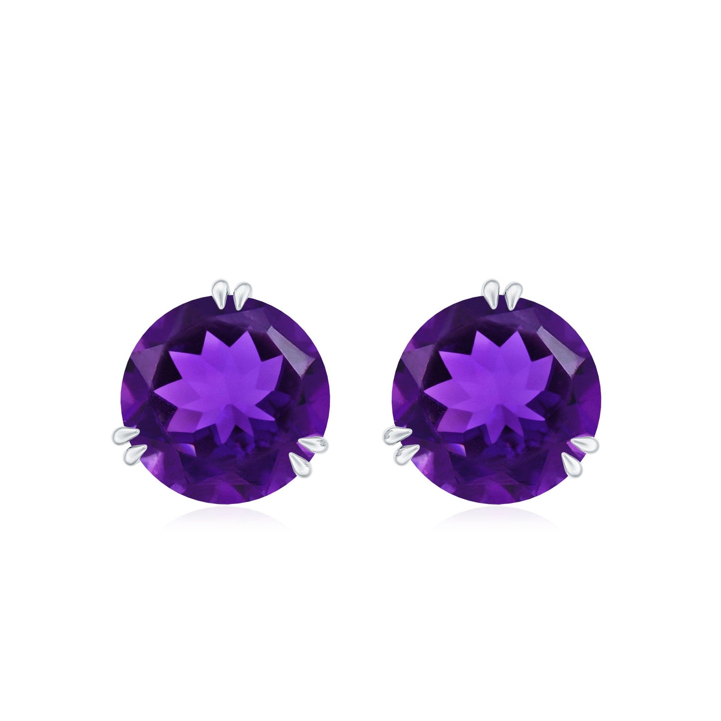 Natural 2.4 Carat Solitaire Amethyst Stud Earrings with Certificate