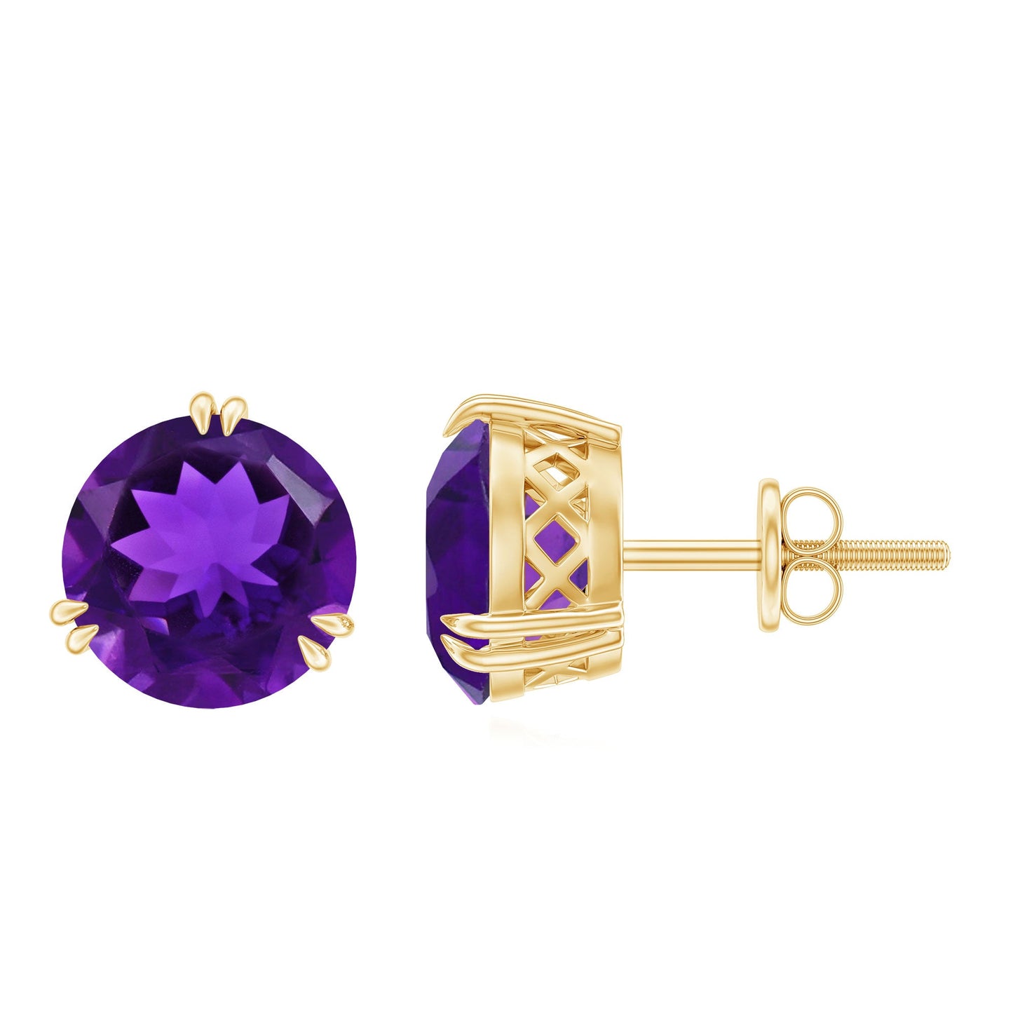Natural 2.4 Carat Solitaire Amethyst Stud Earrings with Certificate