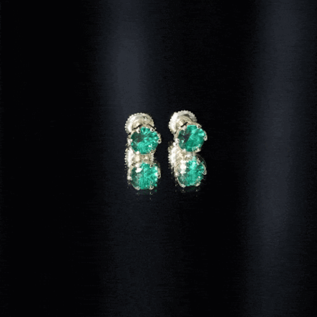 Lotus Basket Set 1.6 Carat Lab Created Emerald Solitaire Stud Earrings