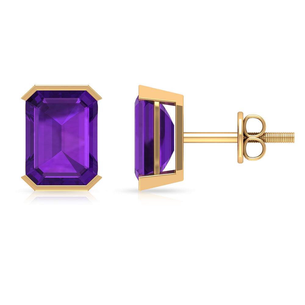2.8 Carat Octagon Cut Amethyst Solitaire Stud Earrings For Women