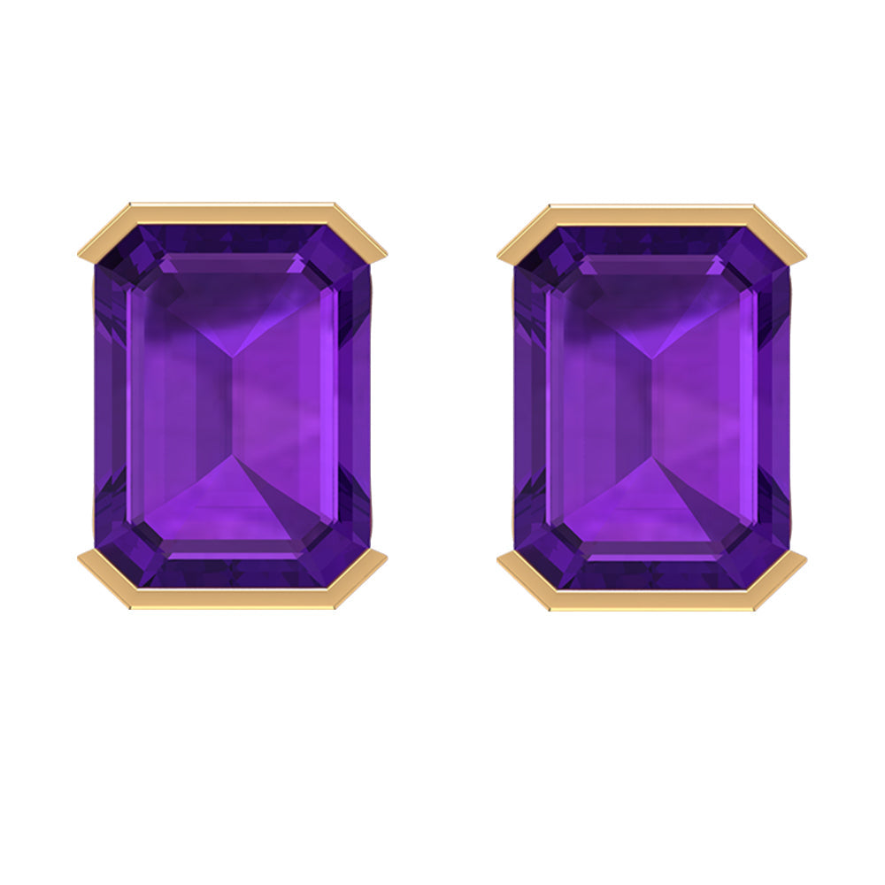 2.8 Carat Octagon Cut Amethyst Solitaire Stud Earrings For Women