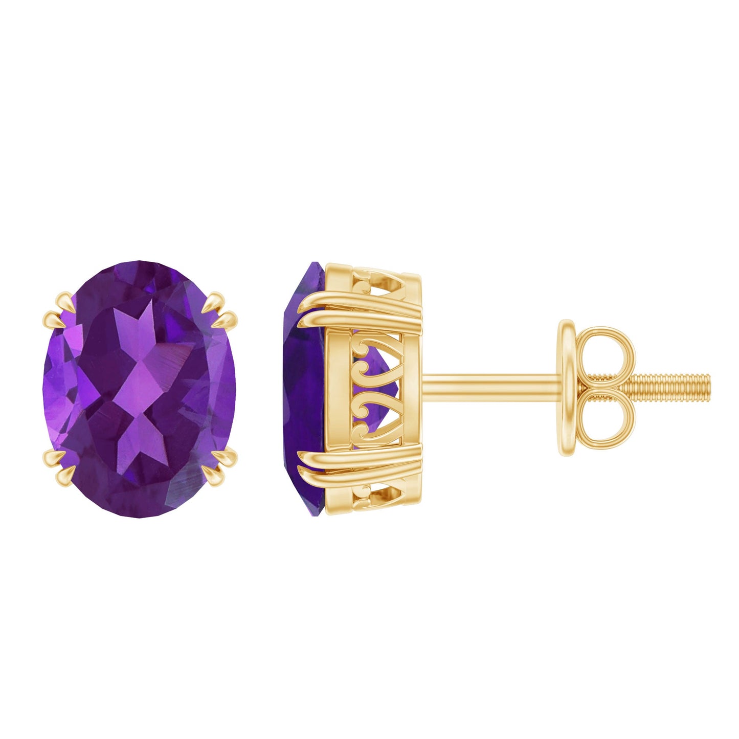 2.2 Carat Oval Cut Amethyst Solitaire Stud Earrings
