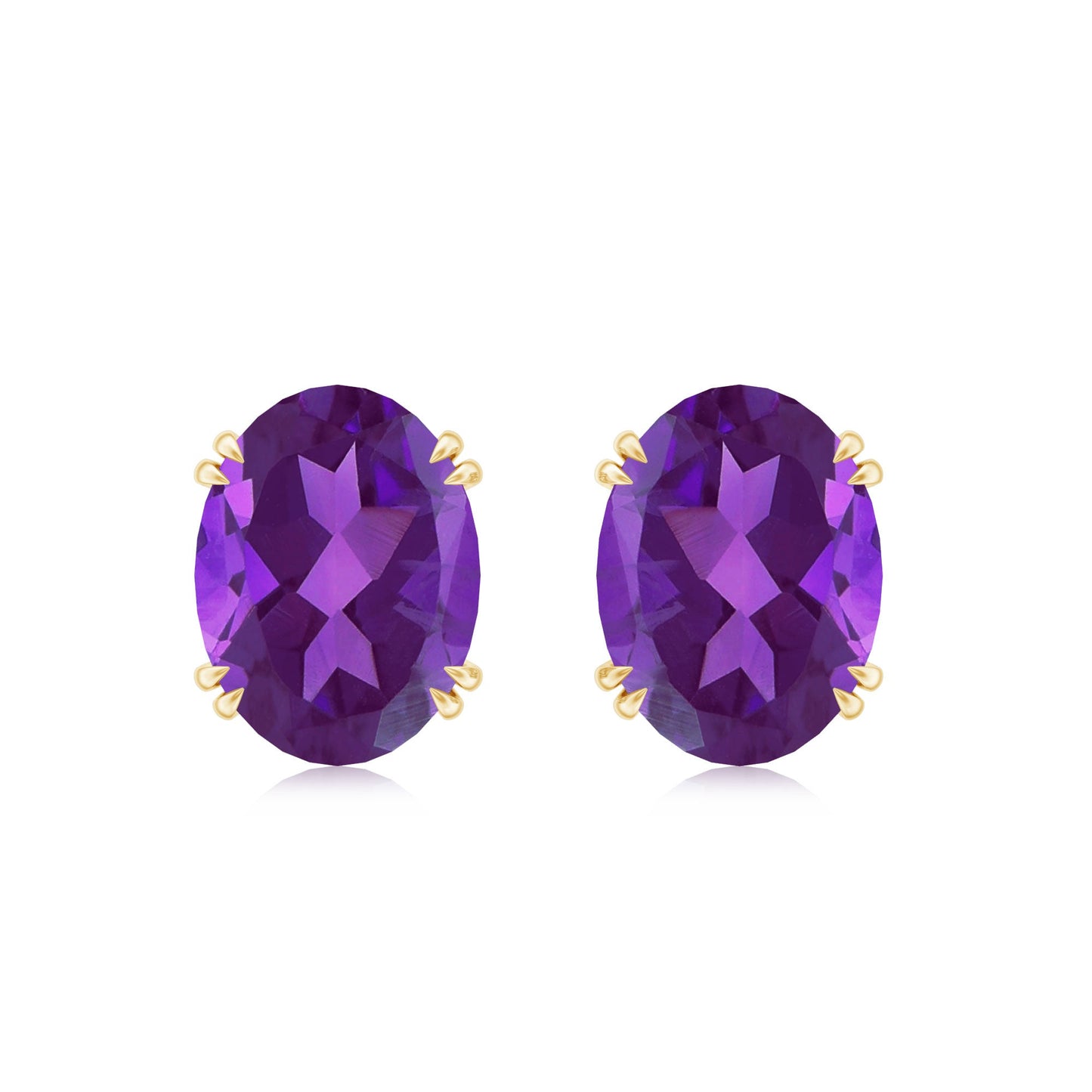 2.2 Carat Oval Cut Amethyst Solitaire Stud Earrings
