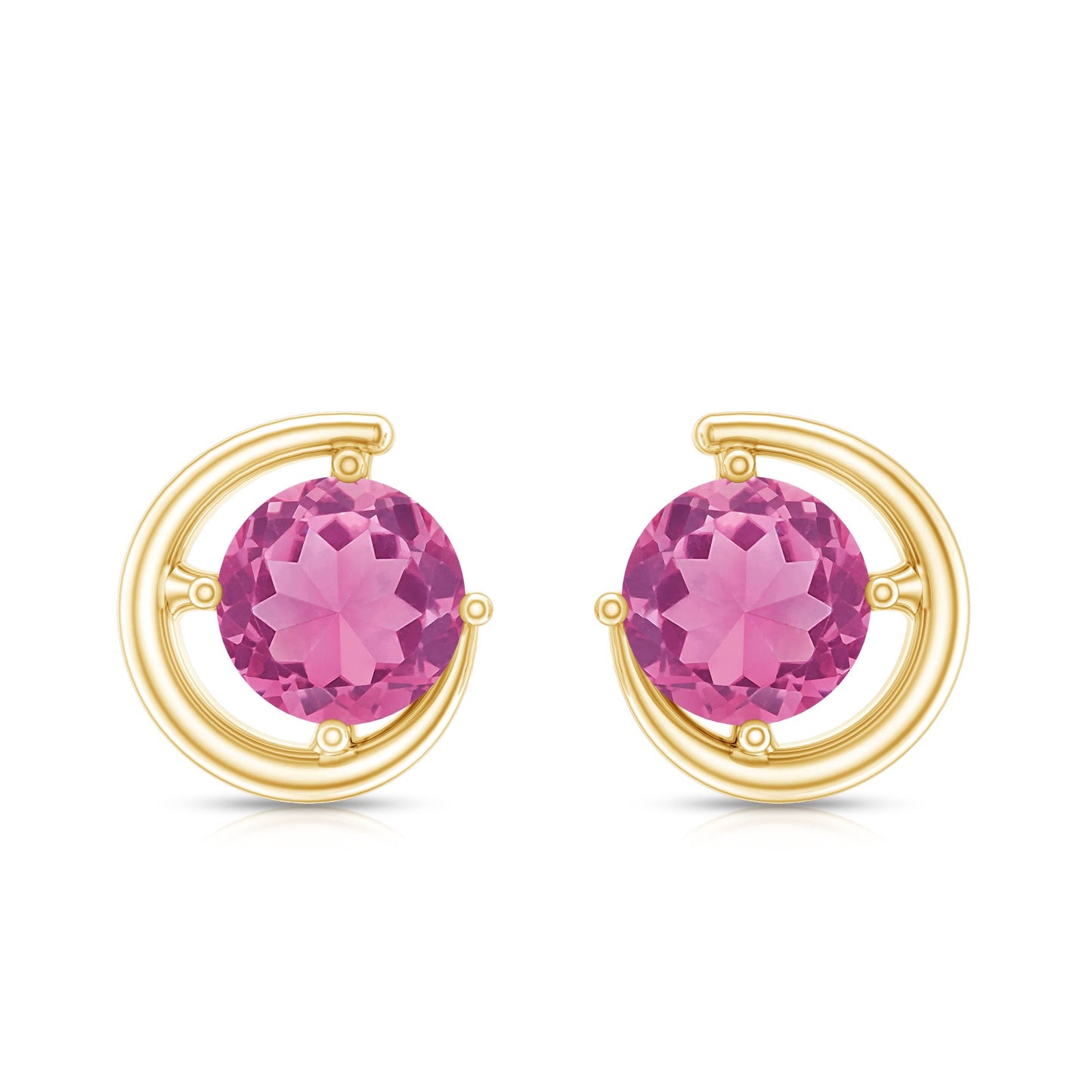 0.9 Carat Genuine Pink Tourmaline Solitaire Stud Earrings