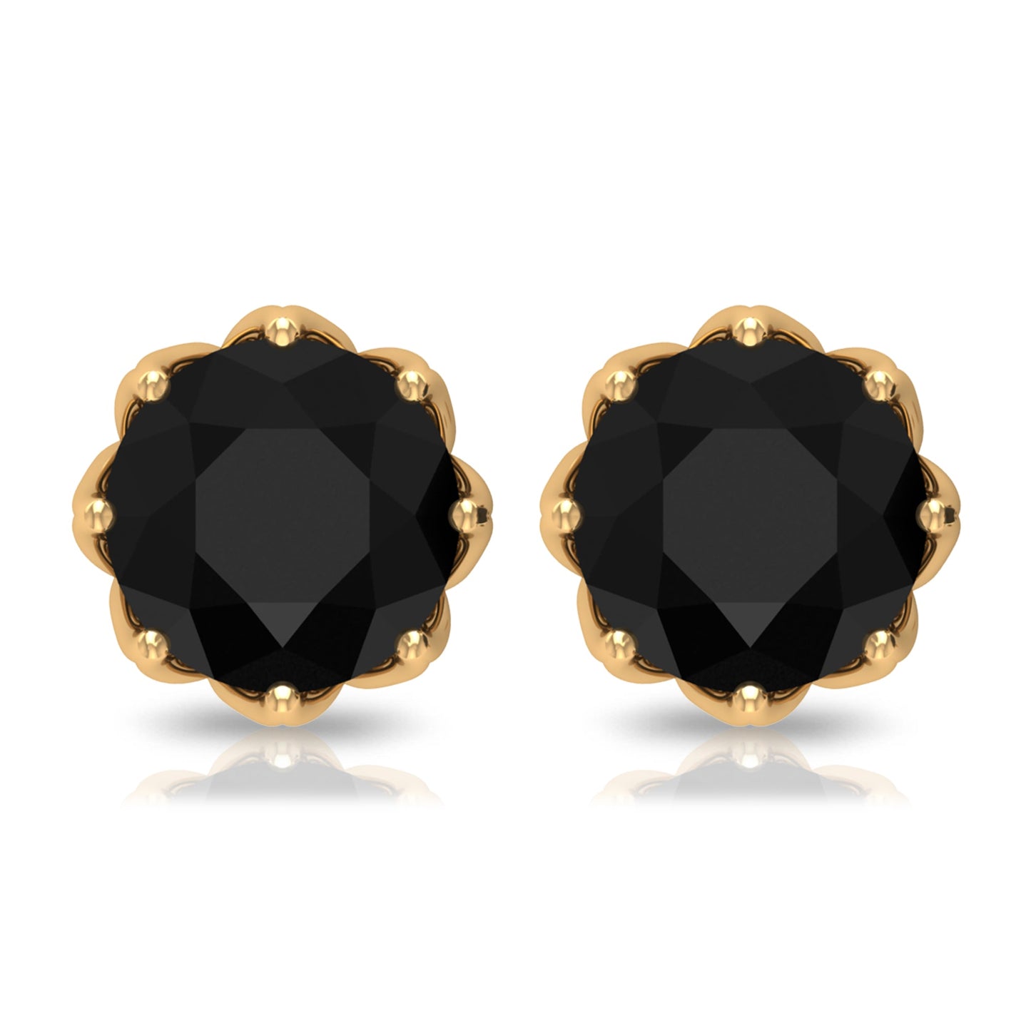 Solitaire 2.6 Carat Lab Created Black Diamond Stud Earrings in Decorative Setting