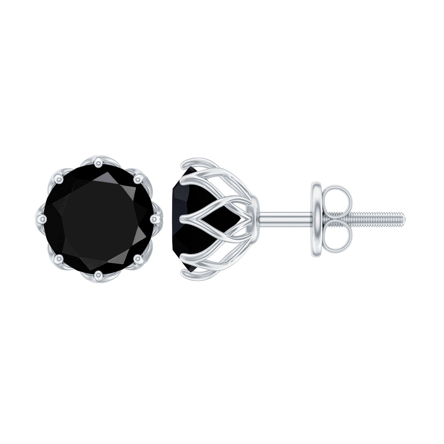 Natural 2.4 Carat Black Onyx Earrings with Screw Back