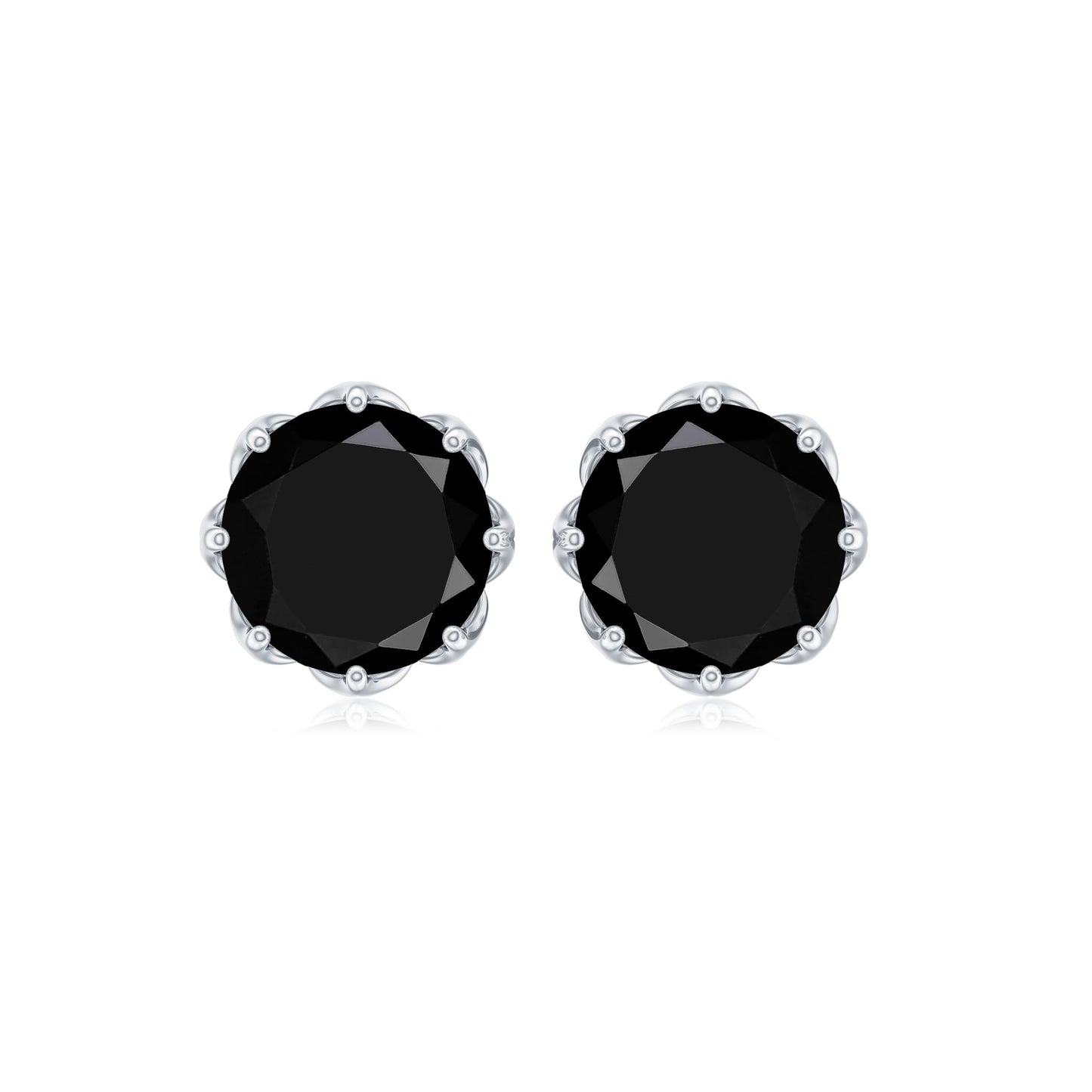 Natural 2.4 Carat Black Onyx Earrings with Screw Back