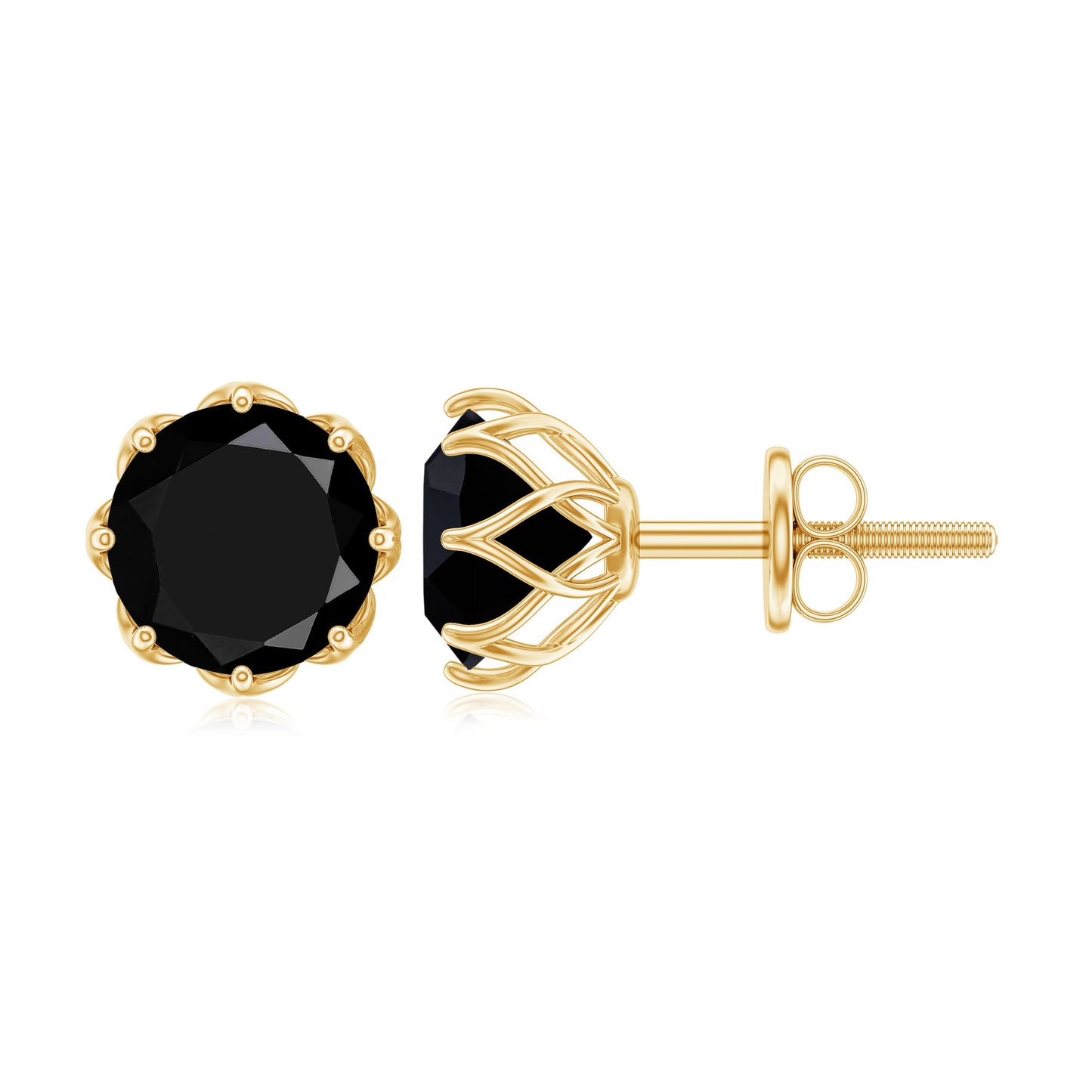 Natural 2.4 Carat Black Onyx Earrings with Screw Back
